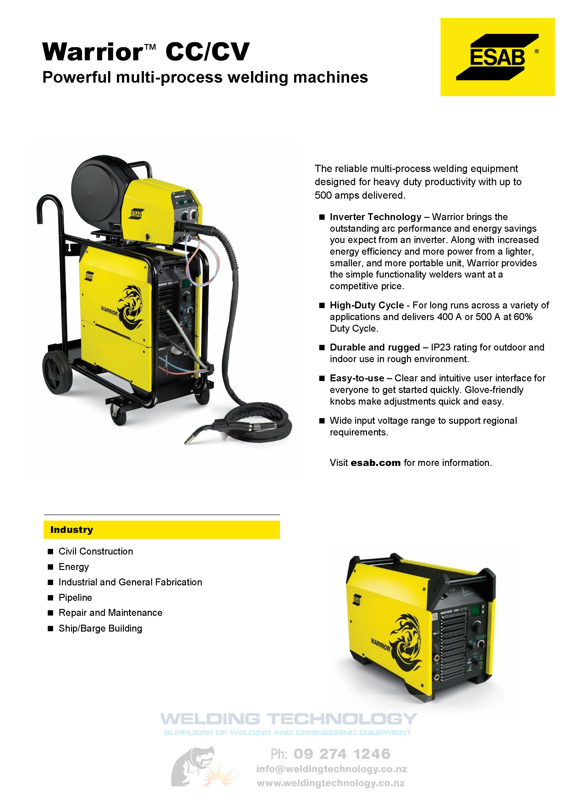 Buy online ESAB MIG 500 Warrior 500i CC/CV KIT Air Cooled | Welding ...